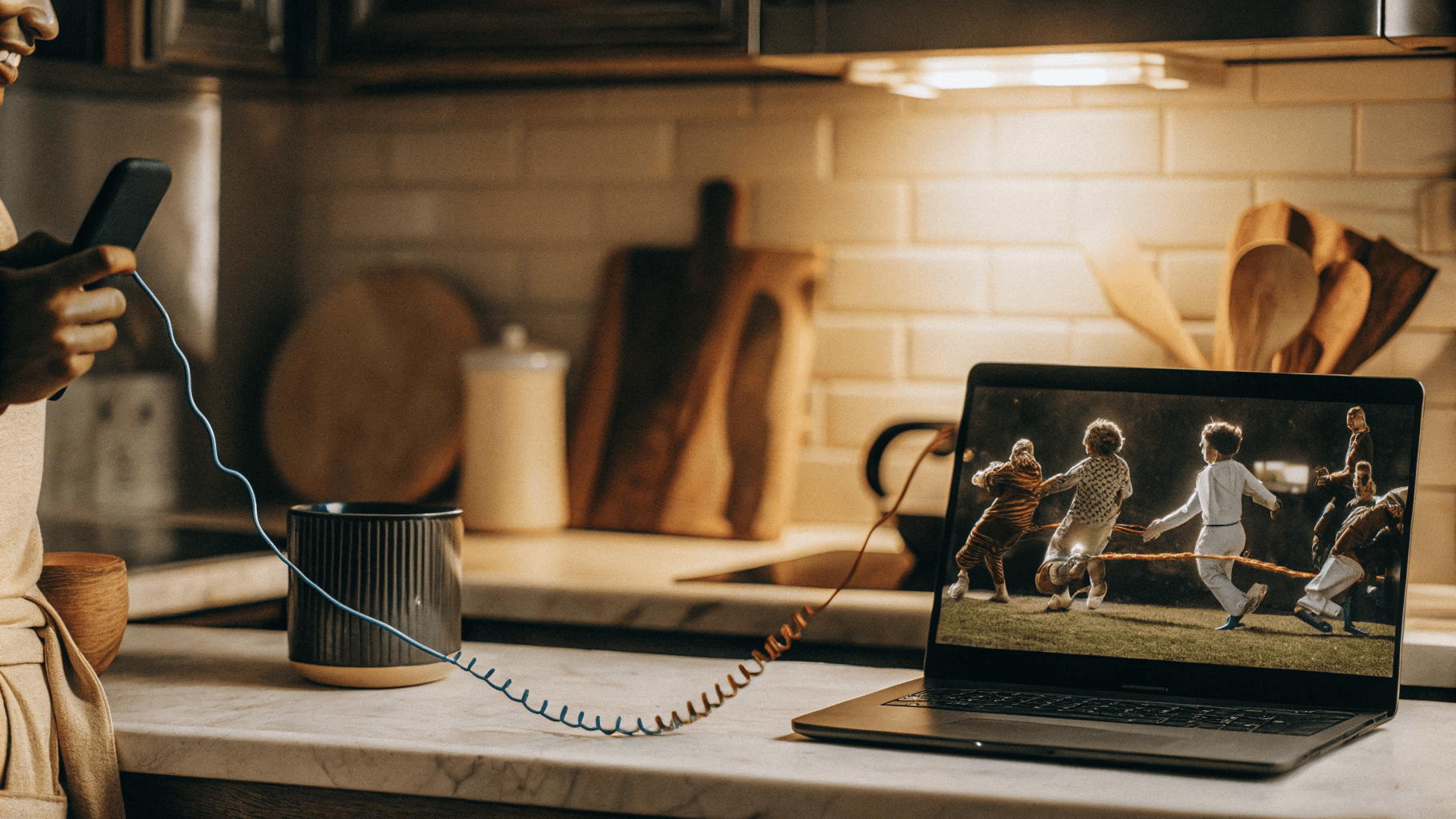 Me juggling devices with IPTV Smarters Pro subscription streaming